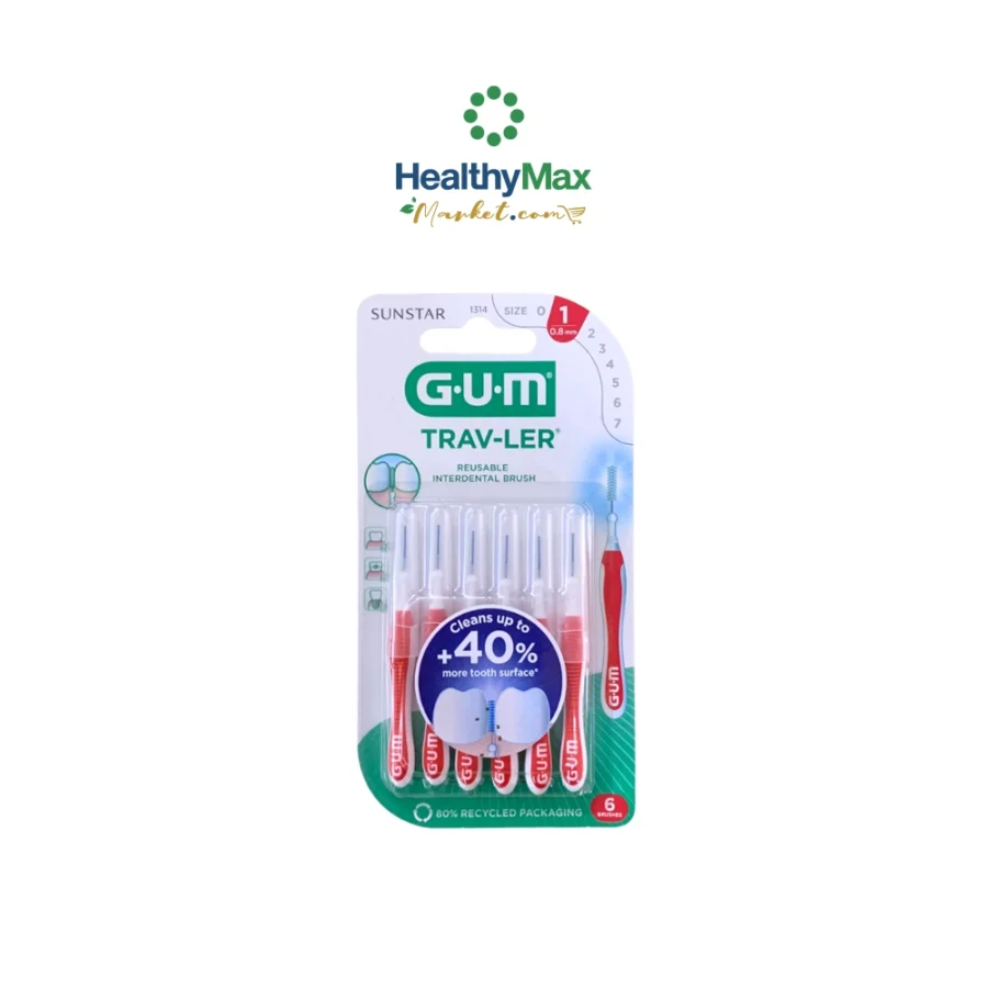 GUM Trav-ler Interdental Brushes 0.8 mm #Size 1 (6 Pcs)