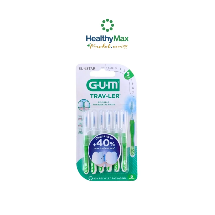 GUM Trav-ler Interdental Brushes 1.1 mm #Size 3 (6 Pcs)