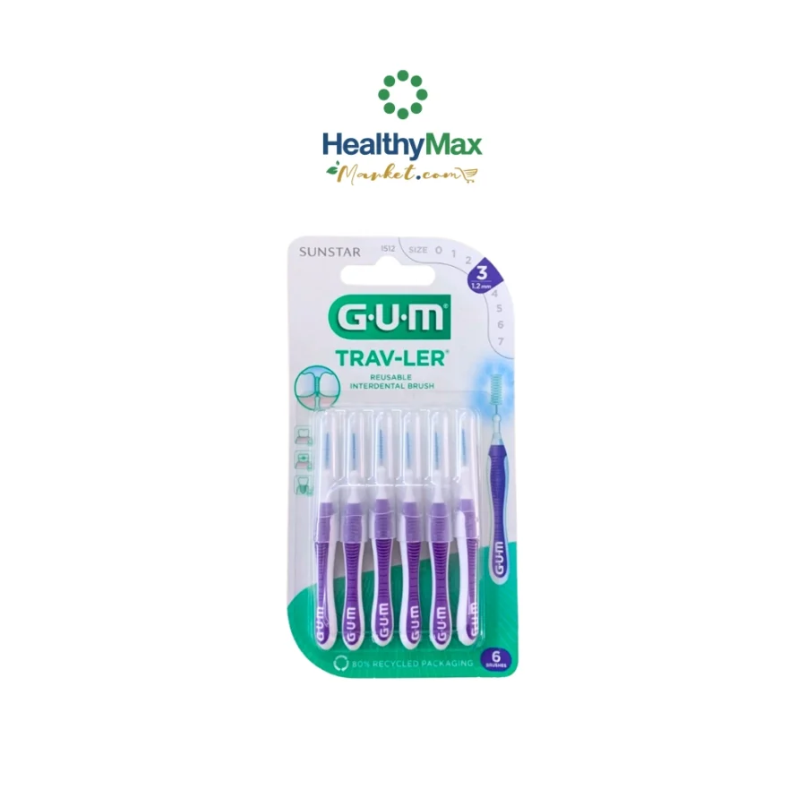 GUM Trav-ler Interdental Brushes 1.2 mm #Size 3 (6 Pcs)