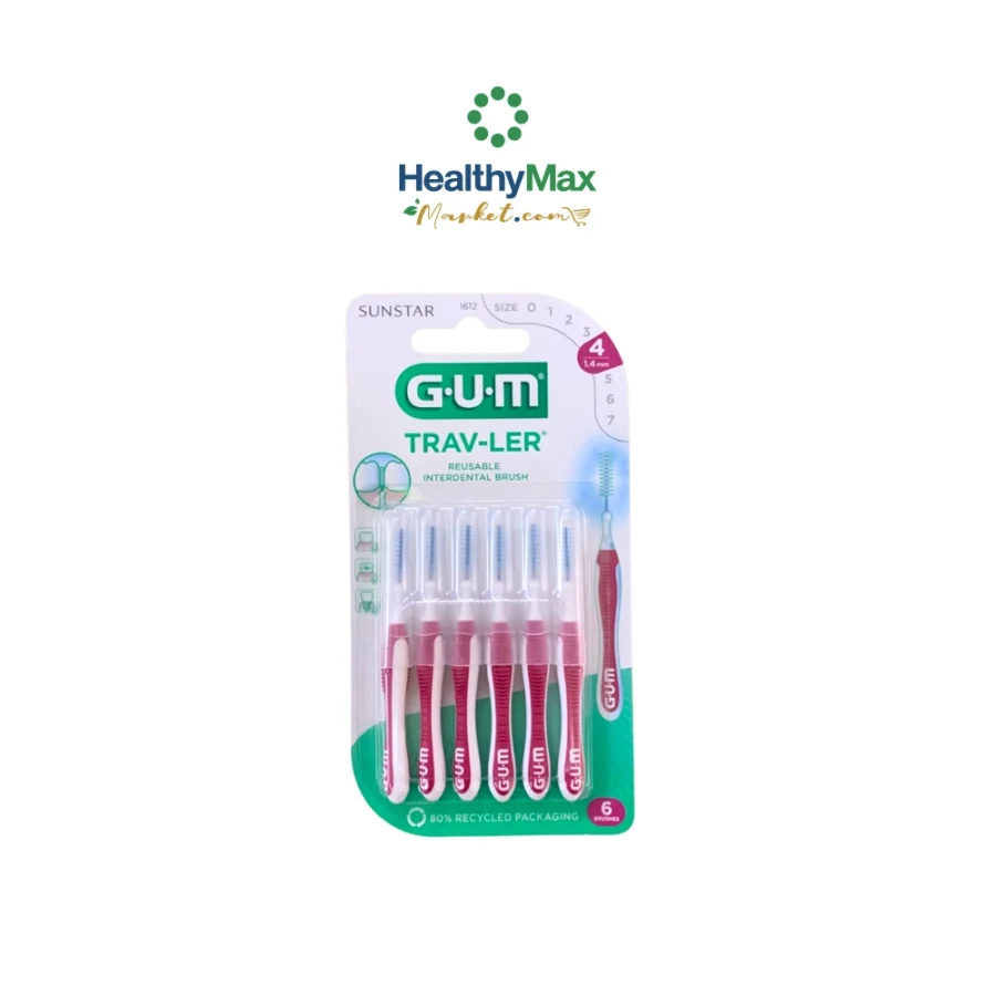GUM Trav-ler Interdental Brushes 1.4 mm #Size 4 (6 Pcs)