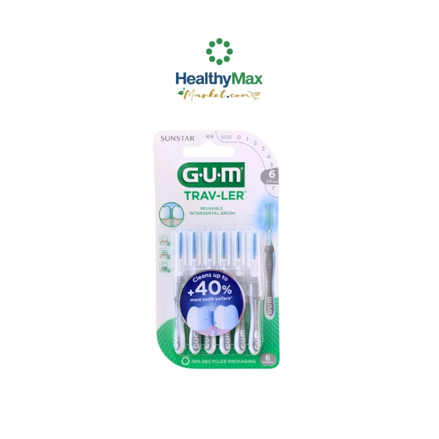 GUM Trav-ler Interdental Brushes 2.0 mm #Size 6 (6 Pcs)