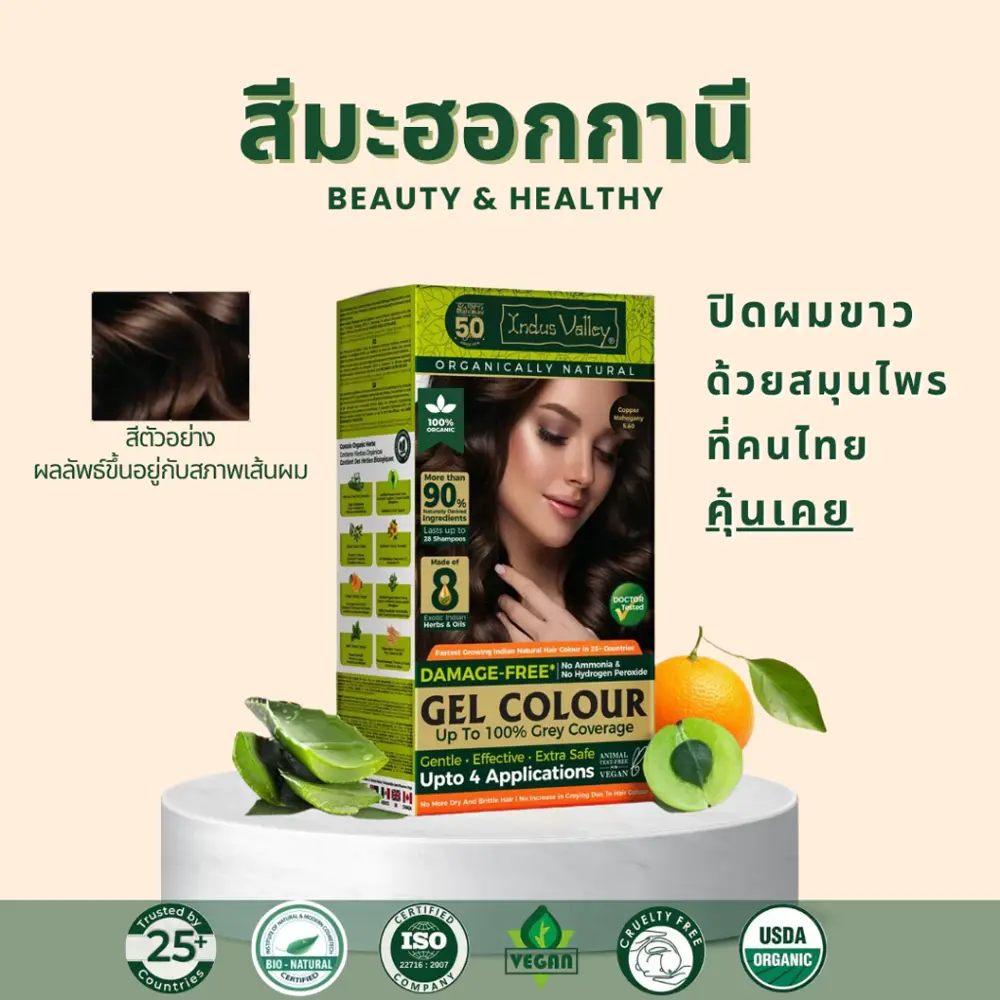 อินดัส วัลเลย์ สมุนไพรปิดผมขาว INDUS VALLEY Damage Free Gel Colour - Image 4